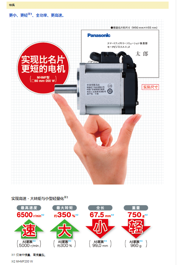 松下伺服電機MHMF042L1V2M/MSMF022L1U2M/MHMF012L1U2M
