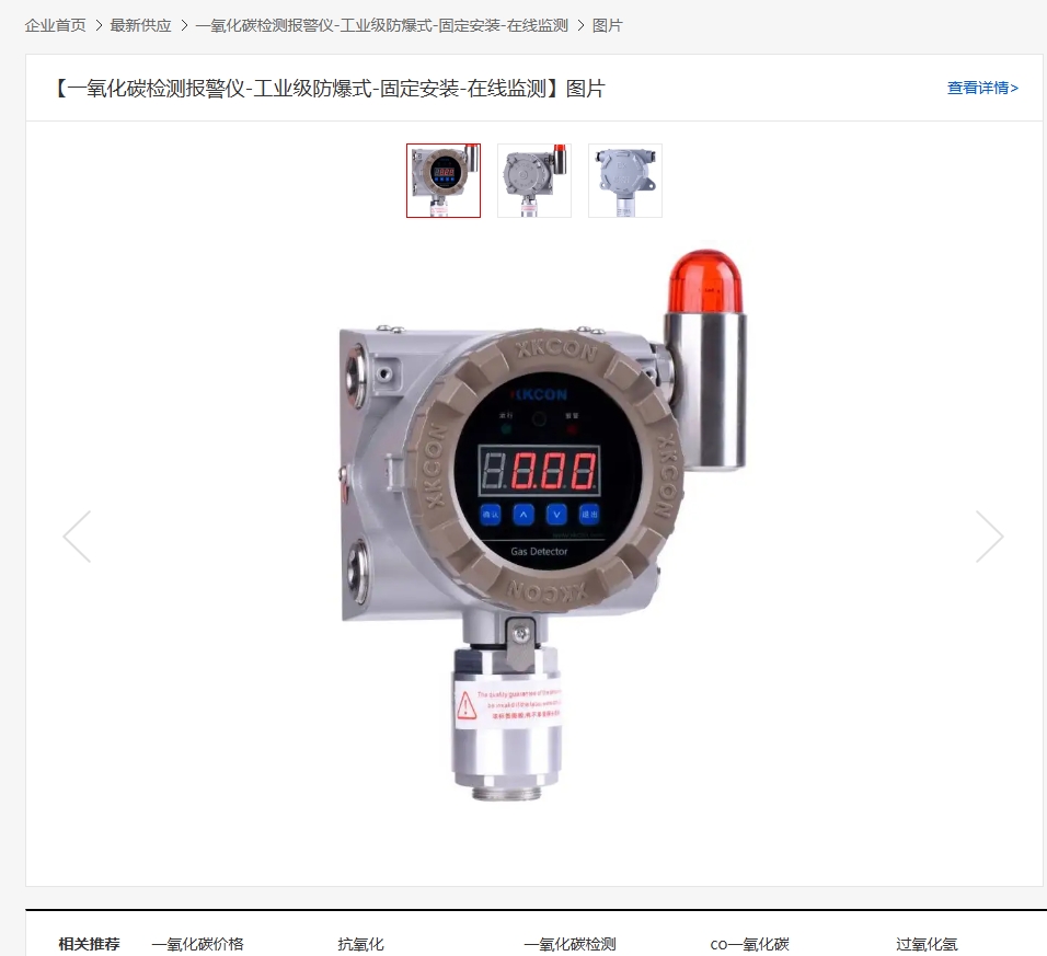 一氧化碳檢測報警儀-工業級防爆式-固定安裝-在線監測